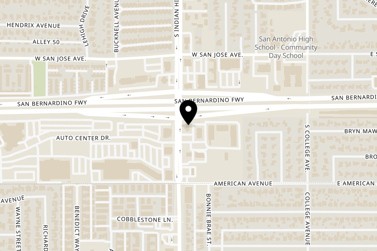 Map showing the location of Crab N' Spice Claremont on 806 S Indian Hill Blvd in Claremont